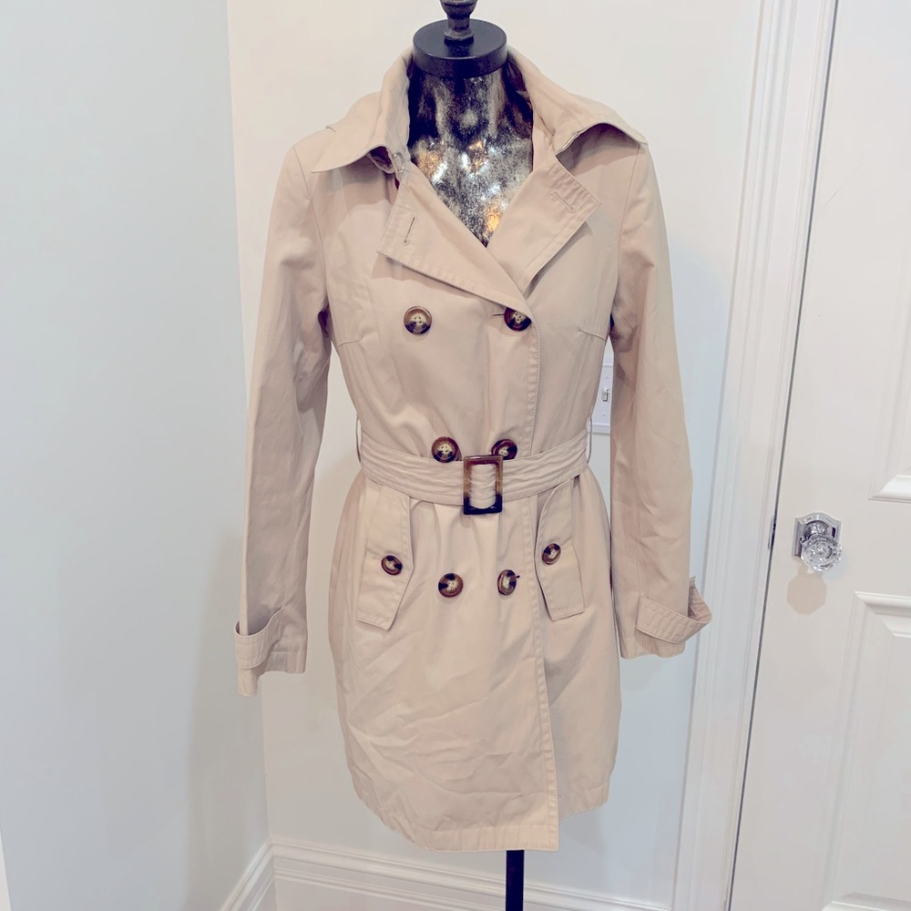 Michael Kors belted trench with detachable hood